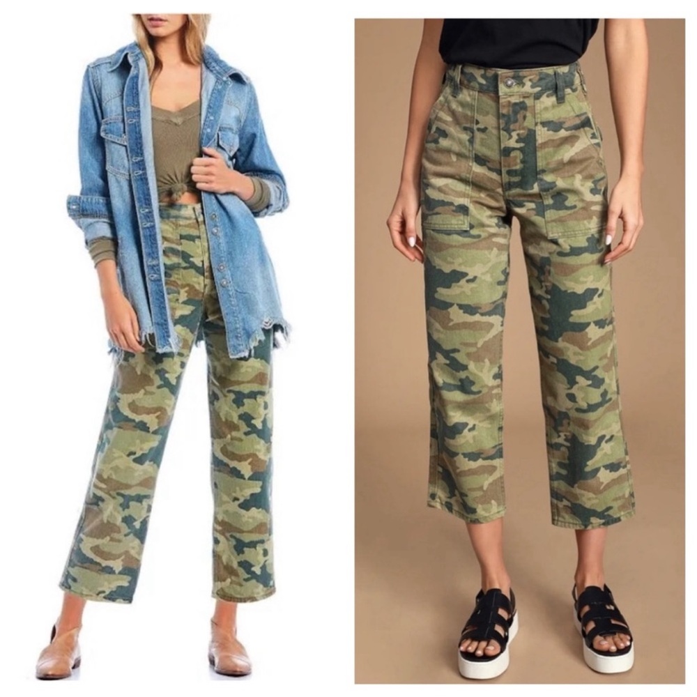 Free People Camouflage Wide-Leg Pants